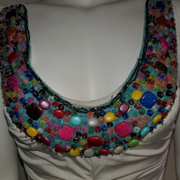 Beaded Ruched Cocktail Dress - Picture 4 of 6